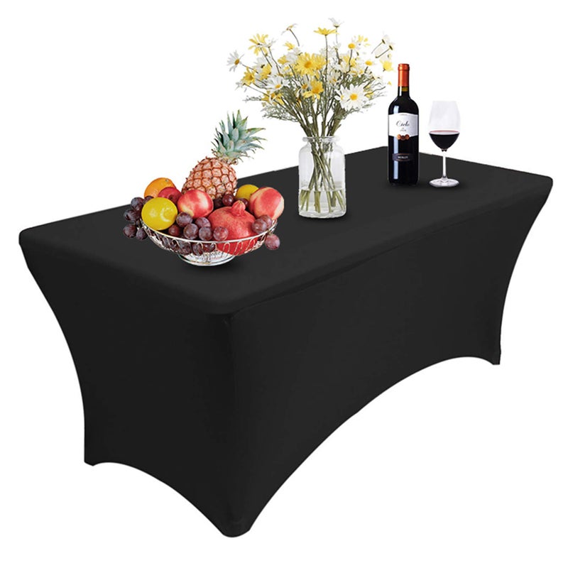 RELIANCER 1 Pack Stretch Spandex Table Covers for Rectangular Tables,4FT Elastic Fitted Tablecloth,Universal Rectangular Table Cloth Protector for Outdoor Party,Wedding,Bar,Birthday,Banquet,Events - Image 1
